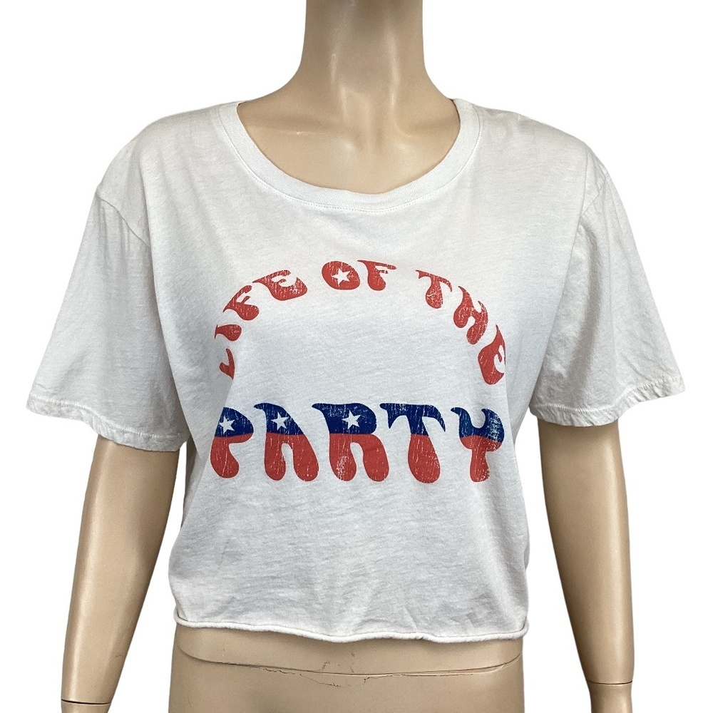 NWT Project Social T Graphic Tee size small‎ Life Of The Party Open Back Cropped